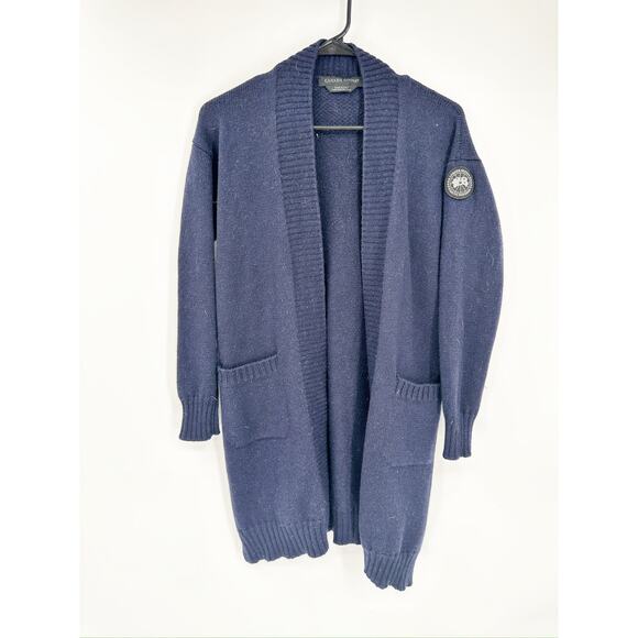 Canada Goose Cortina Navy Blue Long Merino Wool Cardigan Sweater Size Small - Picture 2 of 7